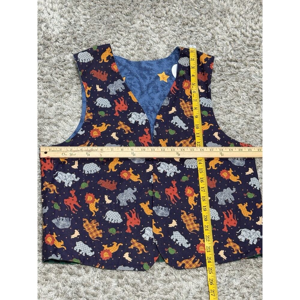 Vintage 90s Handmade Noah’s Ark Patchwork Reversible Vest Women’s Size L Boho - Picture 9 of 11